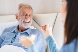 Elderly patient receiving personalized health care support at home